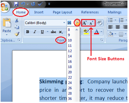fungsi font size