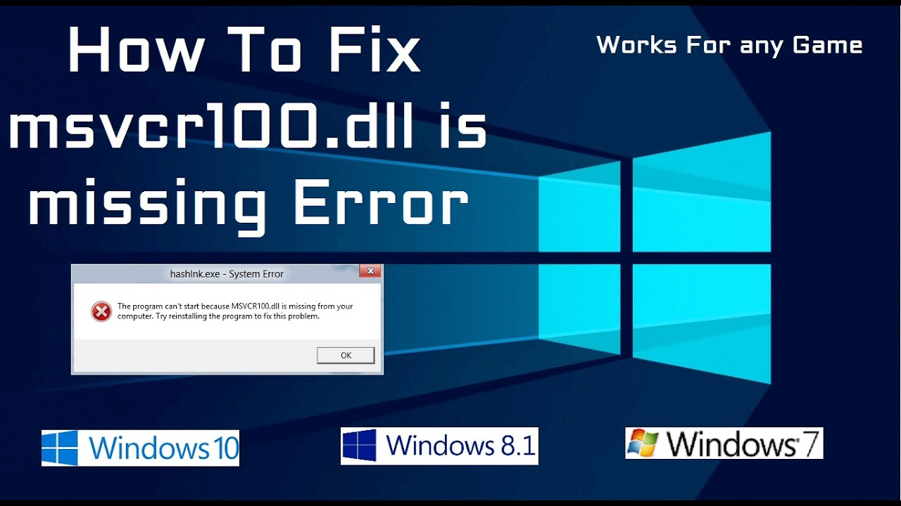 Error MSVCR100.DLL is Missing di Windows 10