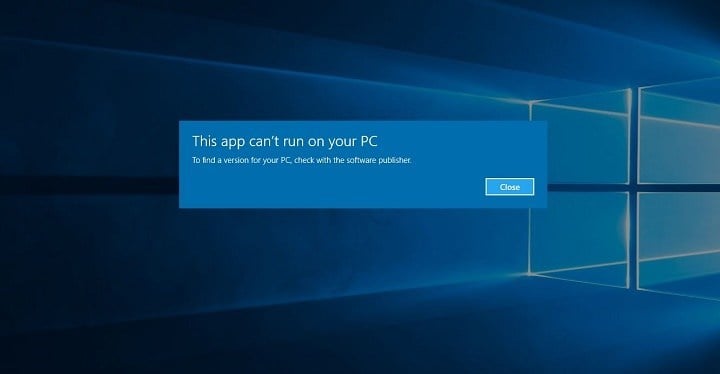 This app can’t run on your PC di Windows 10 terbaru